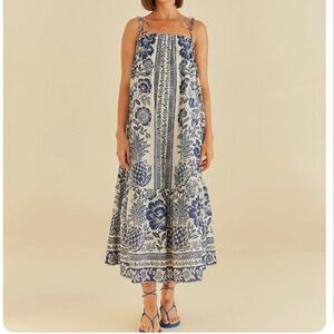 NWT Farm Rio blue pineapple garden maxi dress vacation vibe